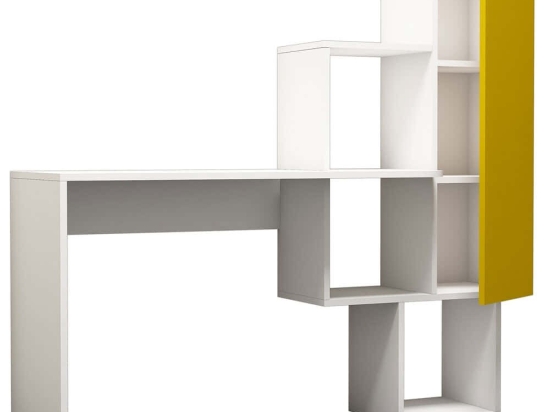 Γραφείο Acelya 845HCT3801 145x45x141,5cm White-Yellow