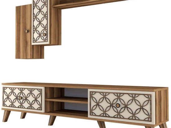Σύνθεση Τηλεόρασης Class 845HCT3016 180x35x44cm Walnut-Cream