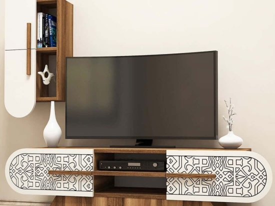 Σύνθεση Τηλεόρασης Defne 845HCT3023 145x35x37cm Walnut-Cream
