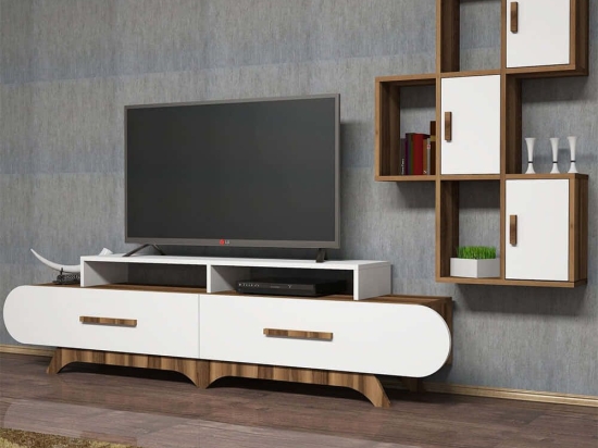 Σύνθεση Τηλεόρασης Flora 845HCT3034 205x36,8x50cm Walnut-White