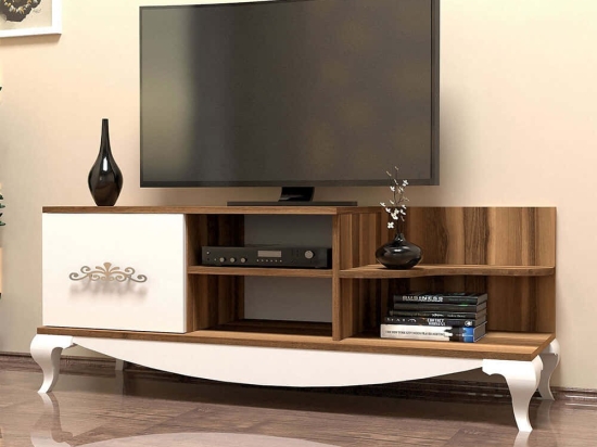Έπιπλο Τηλεόρασης Sultan 845HCT3058 130x45x50,6cm Walnut-White