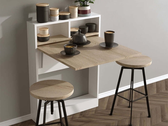 Τραπέζι Πτυσσόμενο Bracked 793ELG3803 70x71x96cm White-Oak Μοριοσανίδα, Μελαμίνη