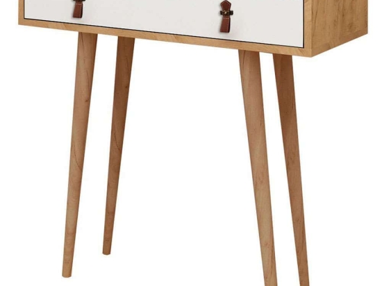 Κονσόλα Dokka 811MDD3916 80x30x87,6cm Oak-White Μοριοσανίδα,Ξύλο