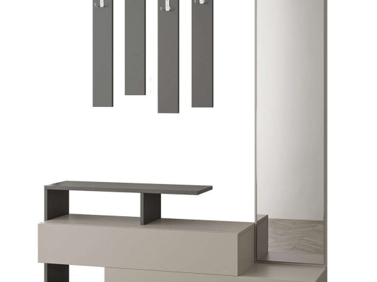 Έπιπλο Εισόδου Ramda 855DTE4005 137x35x154cm Light Mocha-Anthracite Μοριοσανίδα, Μελαμίνη