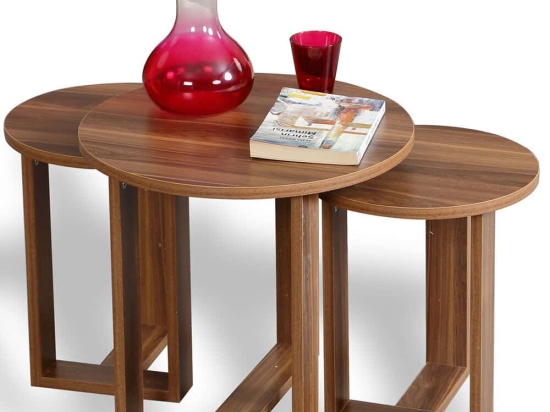 Ζιγκόν Mira (Σετ 3Τμχ) 801CMY2926 52x52x47/36x36x43/41cm Walnut