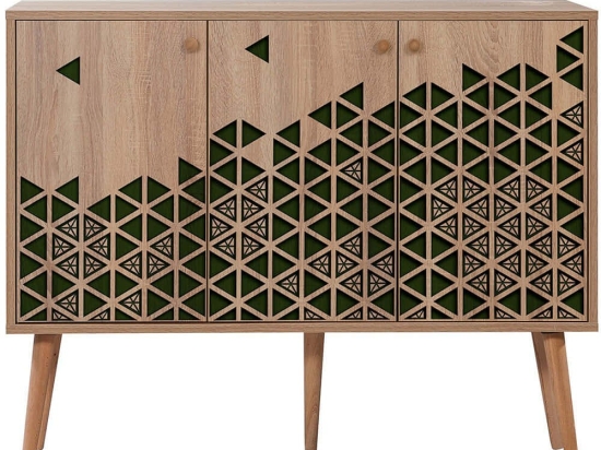 Μπουφές Mega 863SPH3417 120x36x90cm Oak-Green Μοριοσανίδα,Ξύλο
