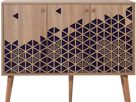 Μπουφές Mega 863SPH3418 120x36x90cm Oak-Blue Μοριοσανίδα,Ξύλο