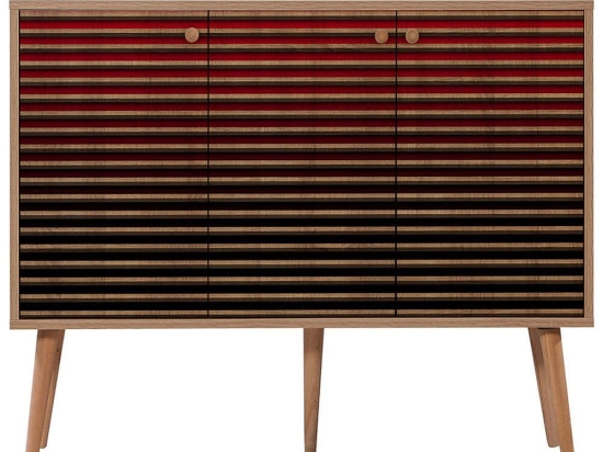 Μπουφές Mega 863SPH3420 120x36x90cm Oak-Red Μοριοσανίδα,Ξύλο