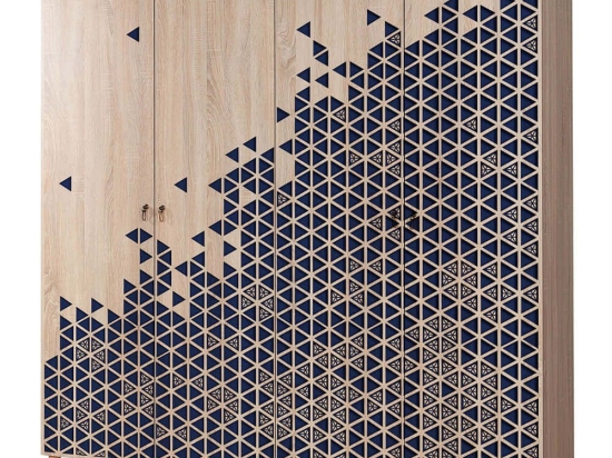 Ντουλάπα Τετράφυλλη Ιmaj 863SPH4223 180x52x192cm Oak-Blue Τετράφυλλη