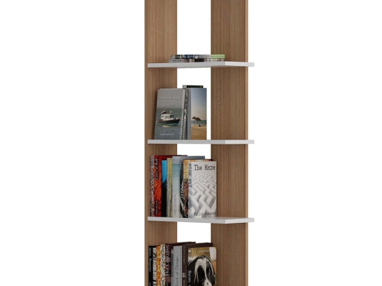 Βιβλιοθήκη Als 875ZNA3605 45x22x170cm Teak-White