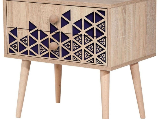 Κομοδίνο Two 869VEL3510 60x40x61cm Oak-Blue