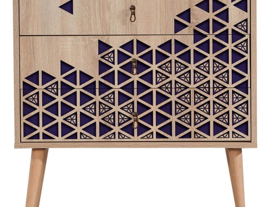 Συρταριέρα Trio 869VEL3431 80x40x90cm Oak-Blue