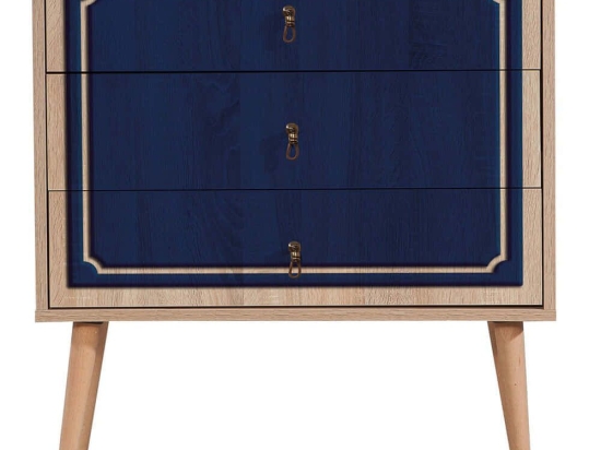Συρταριέρα Trio 869VEL3436 80x40x90cm Oak-Blue