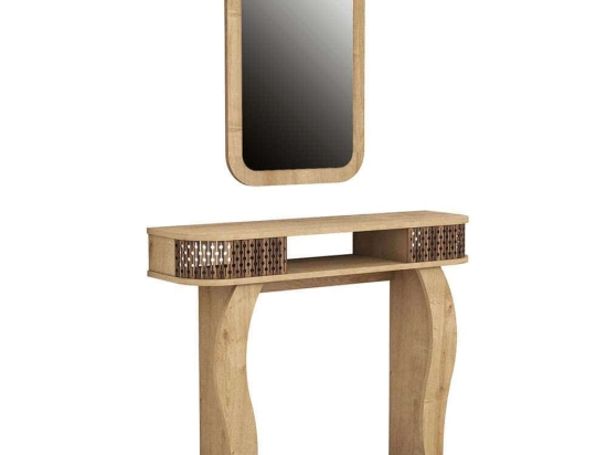 Κονσόλα Με Καθρέπτη Damla 845HCT4004 105x30x85/51x76,5cm Oak-Walnut Μοριοσανίδα, Μελαμίνη