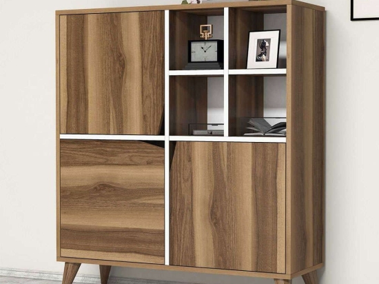 Ντουλάπι Pulse 845HCT3914 100x30x115cm Walnut-White Μοριοσανίδα, Μελαμίνη