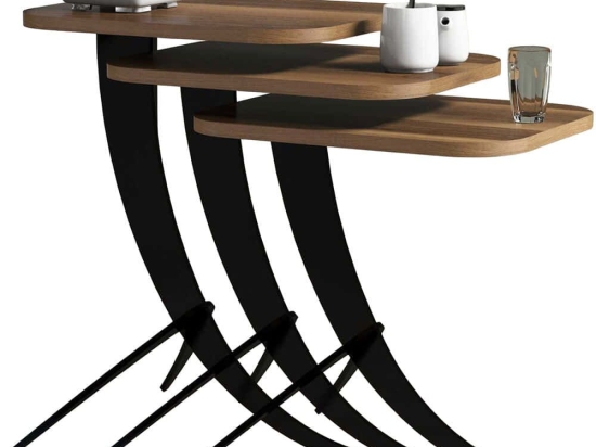 Ζιγκόν Pion (Σετ 3Τμχ) 845HCT2843 35x45x60/54,5/48,5cm Walnut-Black