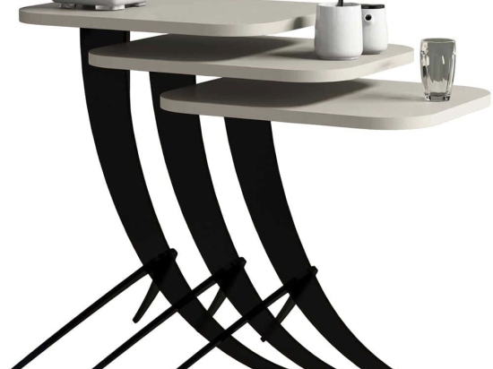 Ζιγκόν Pion (Σετ 3Τμχ) 845HCT2844 35x45x60/54,5/48,5cm Cream-Black
