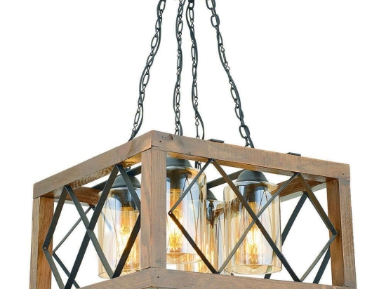 Φωτιστικό Οροφής Zikzak 890BCN1130 45x45x70cm 4xE27 40W Walnut-Black Opviq