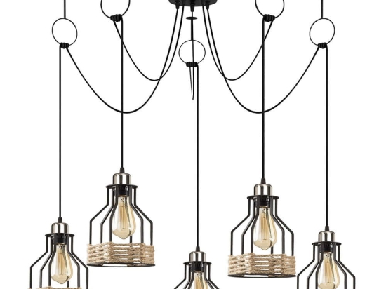 Φωτιστικό Οροφής Fiko 892OPV1689 Φ117x131cm 5xE27 40W Natural-Black Opviq