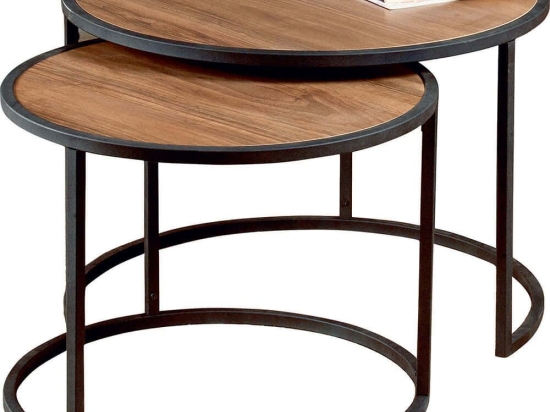 Ζιγκόν Tambur (Σετ 2Τμχ) 875ZNA3302 66x66x43/80x80x50cm Walnut-Black