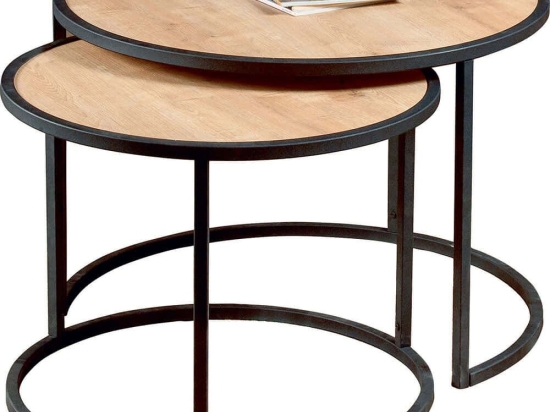 Ζιγκόν Tambur (Σετ 2Τμχ) 875ZNA3303 66x66x43/80x80x50cm Oak-Black