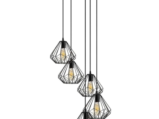 Φωτιστικό Οροφής Diamond 521SHN3396 Φ50x117cm 5xE27 40W Black Opviq