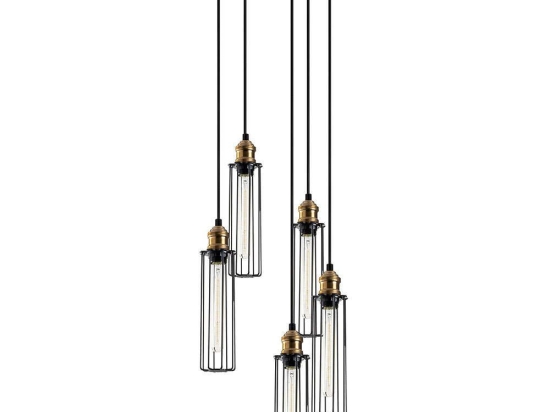 Φωτιστικό Οροφής Zumra 521SHN3401 Φ33x123cm 5xE27 40W Black-Gold Opvq
