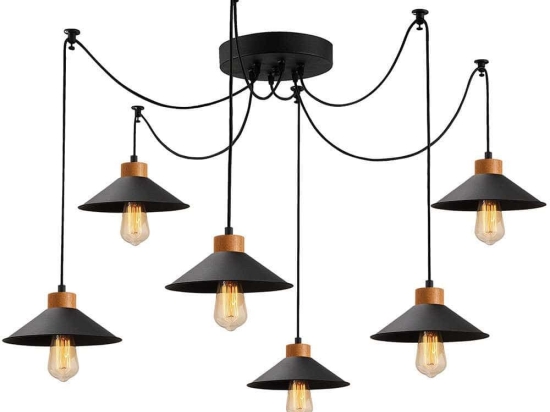 Φωτιστικό Οροφής Manavgat 525NOR1263 Φ144x100cm 6xE27 40W Natural-Black Opviq