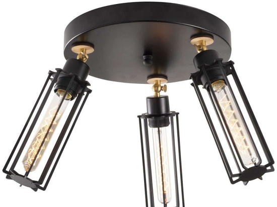 Φωτιστικό Οροφής - Πλαφονιέρα Likya 525NOR1473 Φ50x30cm 3xE27 40W Black-Gold Opviq