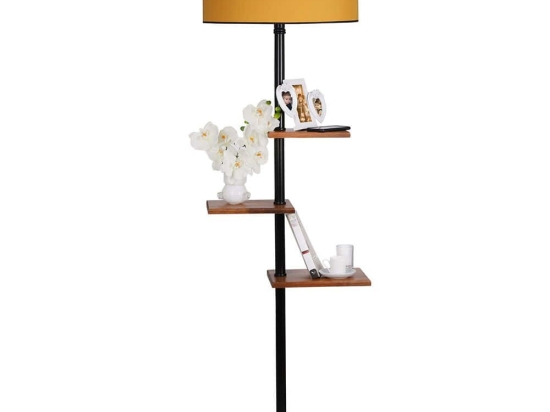 Φωτιστικό Δαπέδου Με Ραφάκια Moda 534LUN2109 Φ45x163cm E27 40W Black-Mustard Opviq