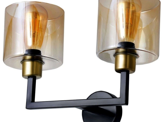 Φωτιστικό Τοίχου - Απλίκα Napoli 534LUN4104 35x20x26cm 2xE27 40W Black-Gold Opviq