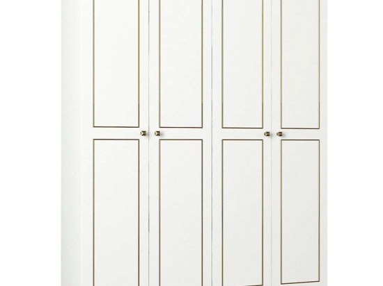 Ντουλάπα Τετράφυλλη Ravenna 804TRH3904 140x47,2x194cm White-Gold Τετράφυλλη
