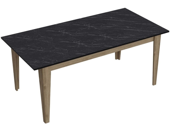Τραπέζι Polka 875ZNA2905 180x90x76,8cm Marble Effect Black-Walnut Μοριοσανίδα, Μελαμίνη