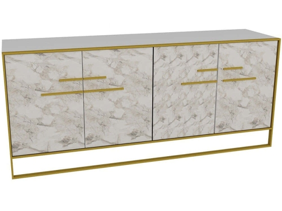 Μπουφές Polka 875ZNA3512 179,9x47,3x75cm Marble Effect White Μοριοσανίδα, Μελαμίνη