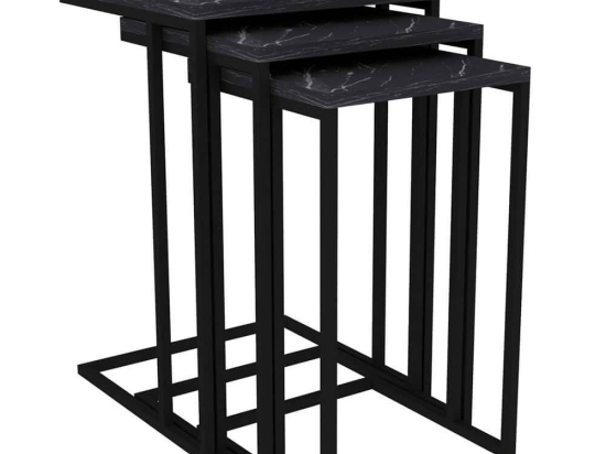 Ζιγκόν Black Mermer (Σετ 3Τμχ) 835PUQ2902 40x40x60/38x34x56/38x28x52cm Marble Effect Black