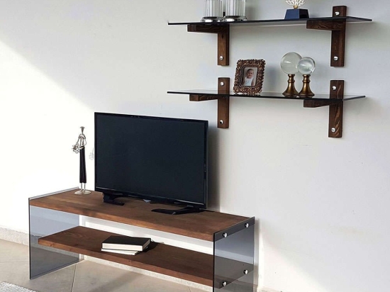 Σύνθεση Τηλεόρασης 552NOS1504 120x35x45cm Dark Grey-Walnut