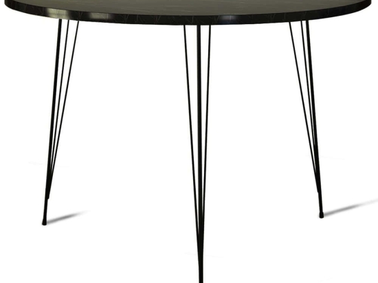 Τραπέζι Sandalf 801CMY2933 90x90x75cm Marble Effect Black Μοριοσανίδα, Μέταλλο