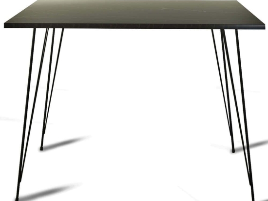 Τραπέζι Sandalf 801CMY2938 90x90x75cm Marble Effect Black Μοριοσανίδα, Μέταλλο