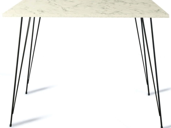 Τραπέζι Sandalf 801CMY2939 90x90x75cm Marble Effect White Μοριοσανίδα, Μέταλλο