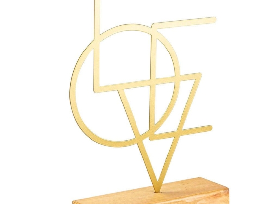 Διακοσμητικό Επιτραπέζιο Geometric 565TNL1144 21x4x41cm Natural-Gold Aberto Design Μέταλλο,Ξύλο