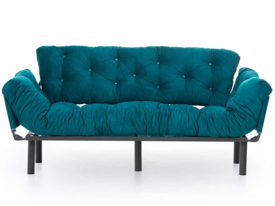 Καναπές - Κρεβάτι Τριθέσιος Nitta 859FTN1365 185x70x85cm Petrol Green