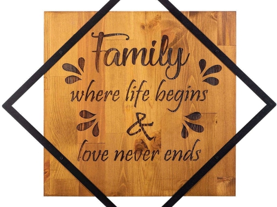 Διακοσμητικό Τοίχου Family 899SKL2104 54x54cm Walnut-Black Wallity Μέταλλο,Ξύλο