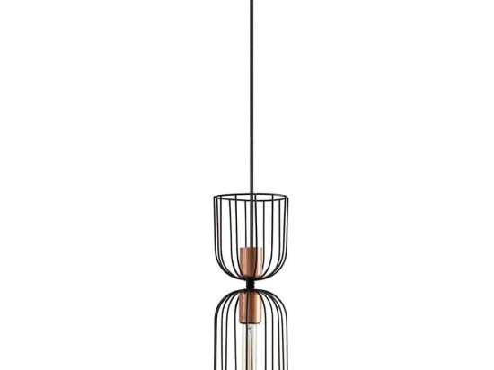 Φωτιστικό Οροφής Nezgep 584TTM1164 14x14x140cm 1xE27 40W Black-Copper Opviq