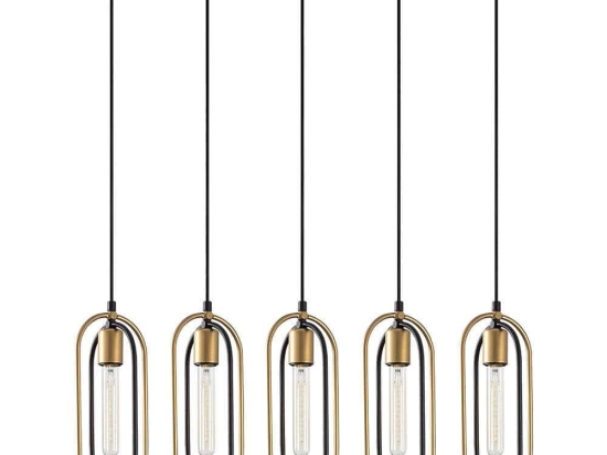 Φωτιστικό Οροφής - Ράγα Cerco 584TTM1187 86x8x132cm 5xE27 40W Black-Gold Opviq