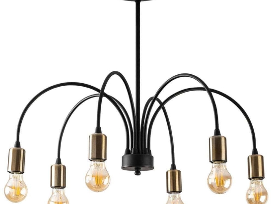 Φωτιστικό Οροφής - Πλαφονιέρα Sorek 584TTM1260 68x68x50cm 6xE27 40W Black-Gold Opviq