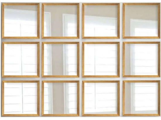 Καθρέπτες Τοίχου Setayna (Σετ 12Τμχ) 365LAR1122 24x24cm Gold Wallity Πλαστικό, Γυαλί