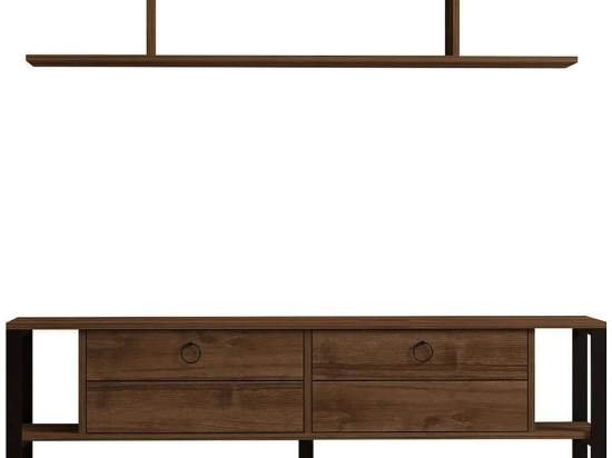 Σύνθεση Τηλεόρασης Melis 835PUQ3042 160x30x45cm Walnut-Black