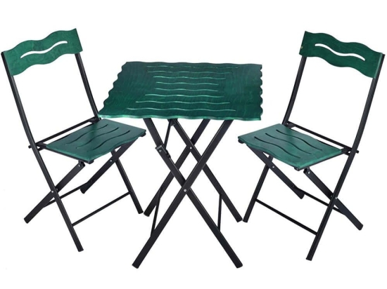 Τραπεζαρία Κήπου Bistro (Σετ 3Τμχ) 379VLV1506 60x60x73cm Green-Black 2 Θέσεων