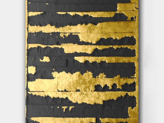 Πίνακας Καμβάς 441HPE1558 70x100cm Black-Gold Wallity Κάθετοι Ξύλο, Καμβάς