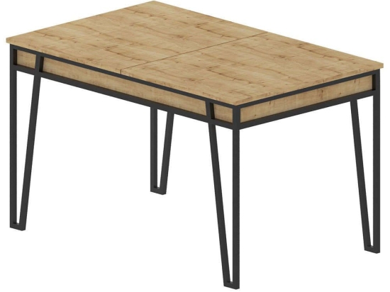 Τραπέζι Επεκτεινόμενο Pal 855DTE4604 132/170x80x76cm Oak-Black Μοριοσανίδα, Μέταλλο